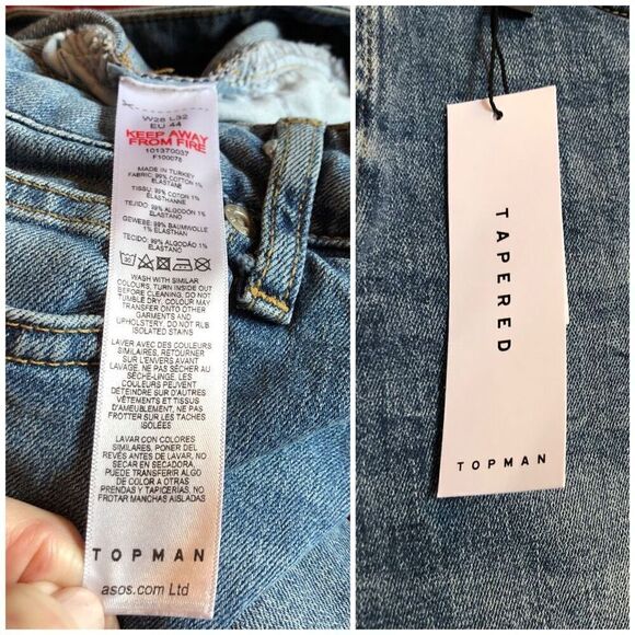 TOPMAN - 🎉HP🎉 NWT - L Size 28/32 Tapered Leg Skinny Jeans/Button-Fly Mid-Rise - Picture 11 of 15